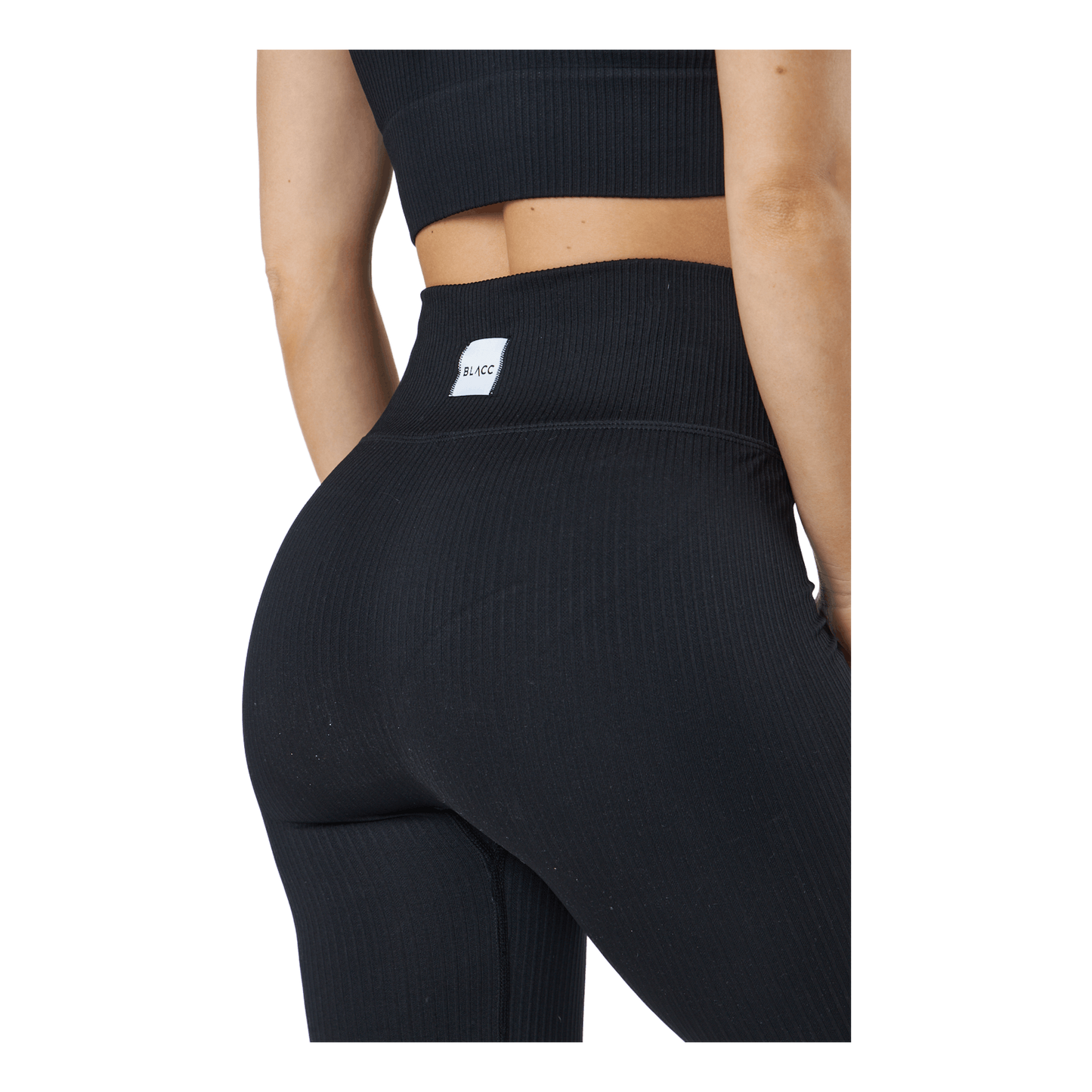 Rib Seamless Tights Black