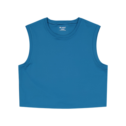 Ella Overlap Crop Top Blue Coral