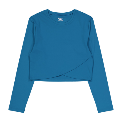 Ella Overlap Long Sleeve Top Blue Coral