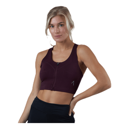 Zip Sports Bra Red