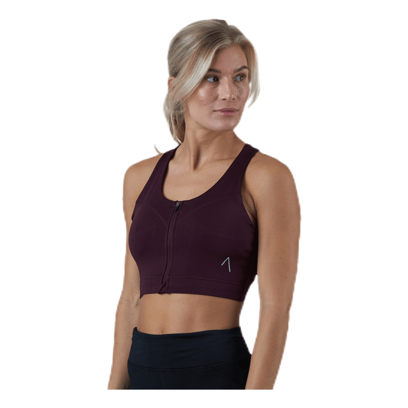 Zip Sports Bra Red