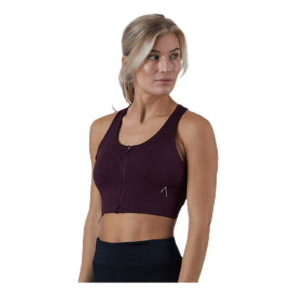 Zip Sports Bra Red