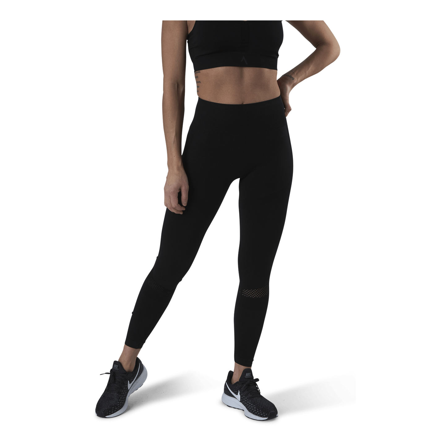 Fitness Mesh Knit Tights Black