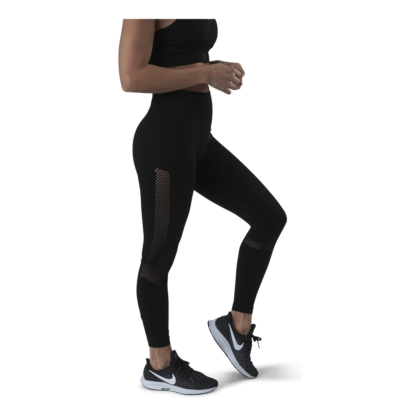 Fitness Mesh Knit Tights Black