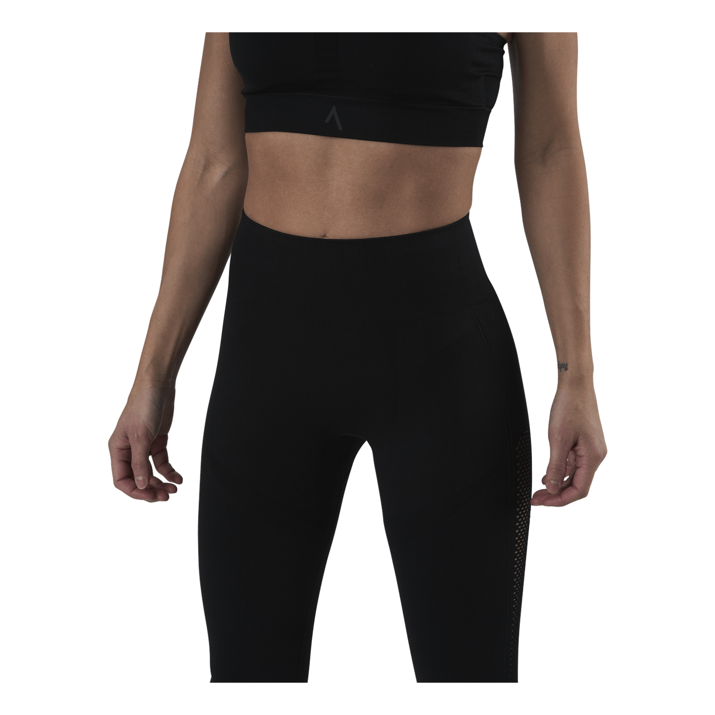 Fitness Mesh Knit Tights Black